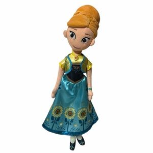 Disney Frozen Fever Anna Plush Doll Sunflower Dress Stuffed Animal Toy 18 inch